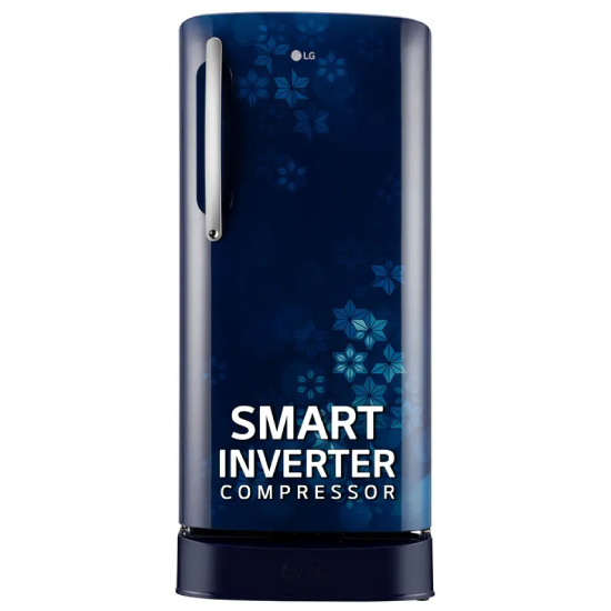 LG 201 L Direct Cool Single Door 5 Star Refrigerator with Base Drawer with Smart Inverter Compressor, Smart Connect, Fast Ice Making  (Blue, GL-D211HBQZ)